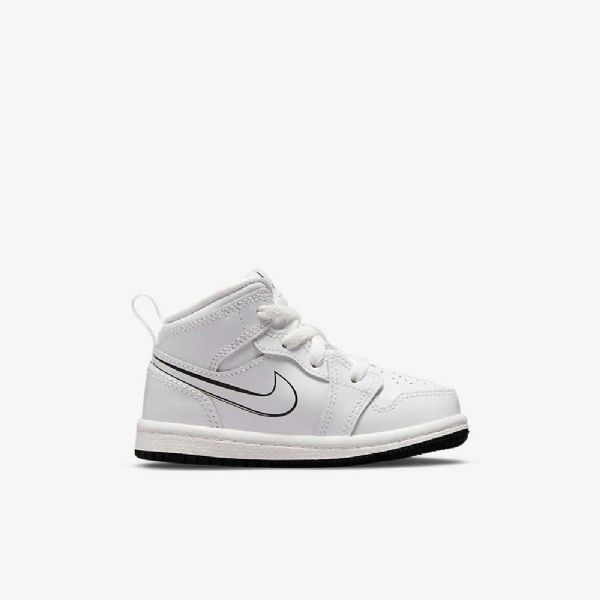 Nike Air Jordan 1 Mid Tops Sko Til Børn Hvid Sort