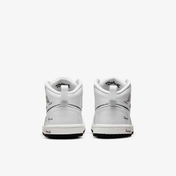 Nike Air Jordan 1 Mid Tops Sko Til Børn Hvid Sort