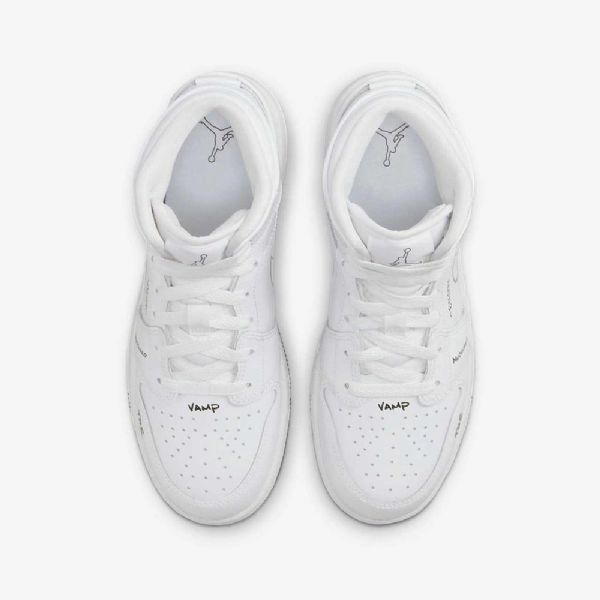 Nike Air Jordan 1 Mid Tops Sko Til Børn Hvid Sort