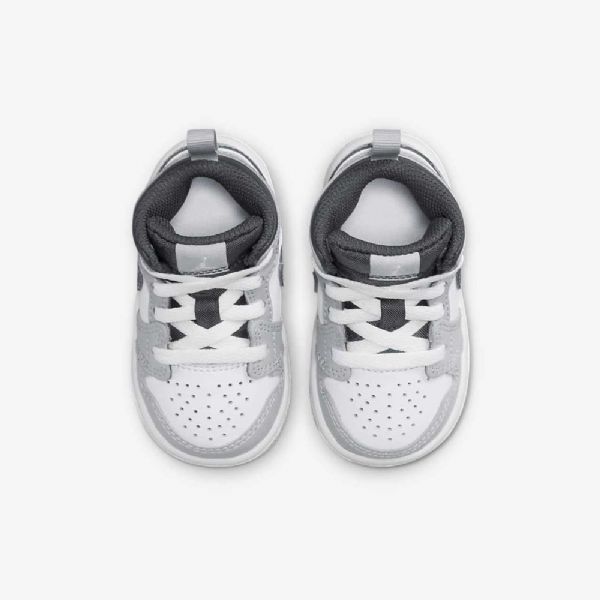 Nike Air Jordan 1 Mid Tops Sko Til Børn Lysegrå Hvid