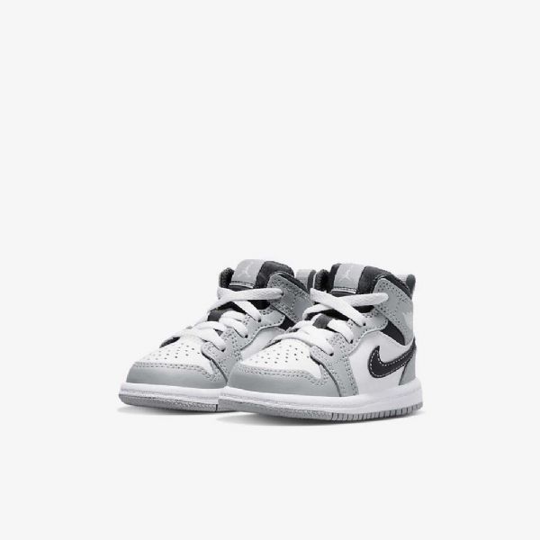 Nike Air Jordan 1 Mid Tops Sko Til Børn Lysegrå Hvid