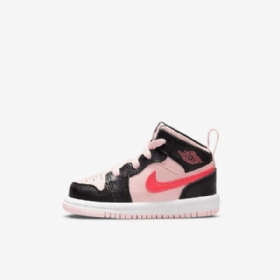 Nike Air Jordan 1 Mid Tops Sko Til Børn Lyserød Sort