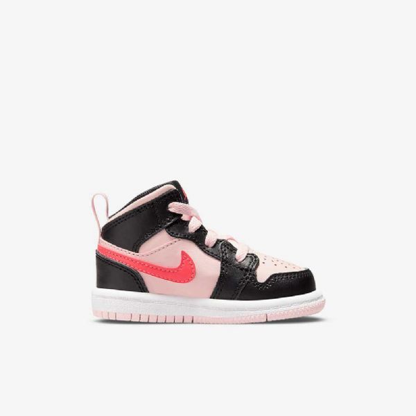 Nike Air Jordan 1 Mid Tops Sko Til Børn Lyserød Sort