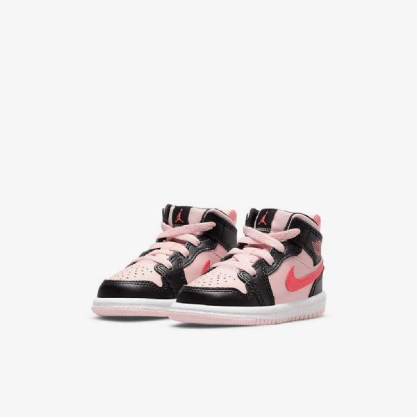 Nike Air Jordan 1 Mid Tops Sko Til Børn Lyserød Sort