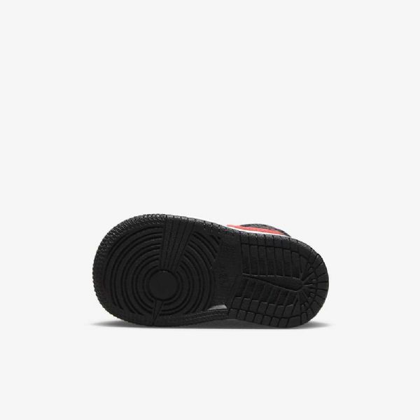 Nike Air Jordan 1 Mid Tops Sko Til Børn Sort Hvid Rød