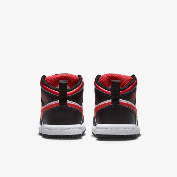 Nike Air Jordan 1 Mid Tops Sko Til Børn Sort Hvid Rød