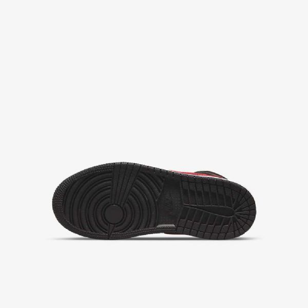 Nike Air Jordan 1 Mid Tops Sko Til Børn Sort Hvid Rød