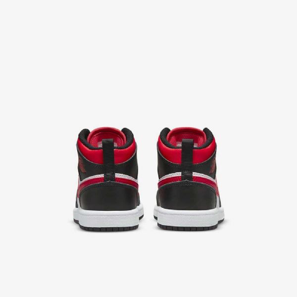 Nike Air Jordan 1 Mid Tops Sko Til Børn Sort Hvid Rød
