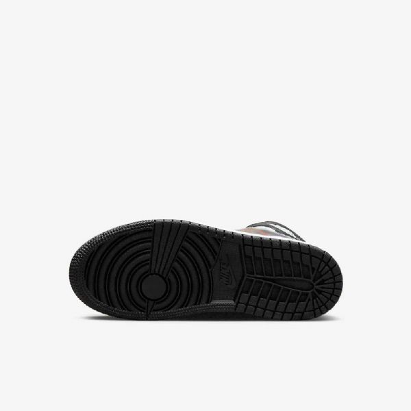 Nike Air Jordan 1 Mid Tops Sko Til Børn Sort Rød Mørk