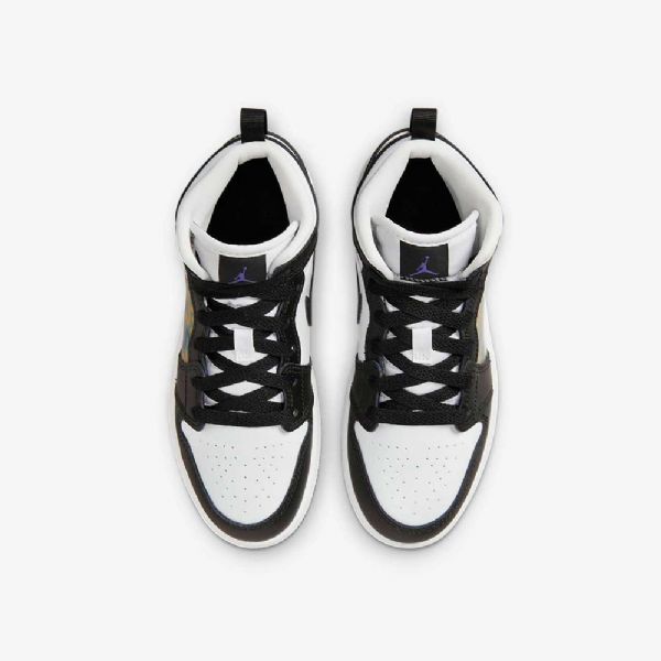 Nike Air Jordan 1 Mid Tops Sko Til Børn Sort Rød Mørk