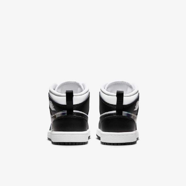 Nike Air Jordan 1 Mid Tops Sko Til Børn Sort Rød Mørk