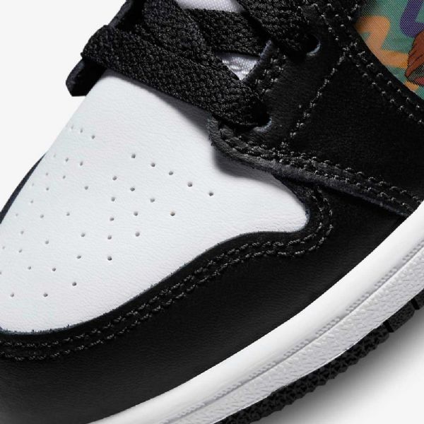 Nike Air Jordan 1 Mid Tops Sko Til Børn Sort Rød Mørk