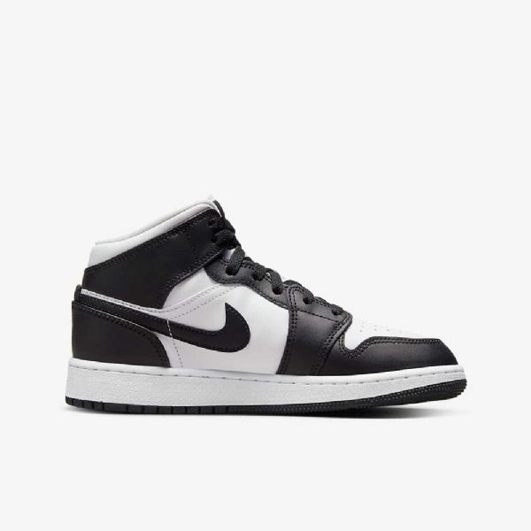 Nike Air Jordan 1 Mid Tops Sko Til Børn Sort Rød Mørk