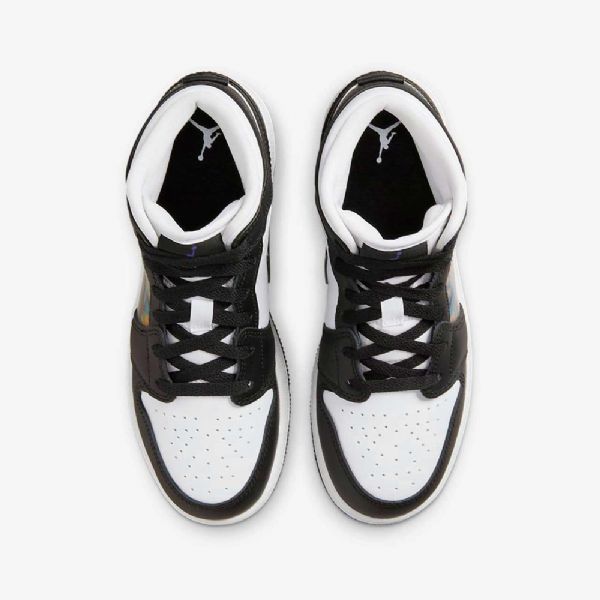 Nike Air Jordan 1 Mid Tops Sko Til Børn Sort Rød Mørk