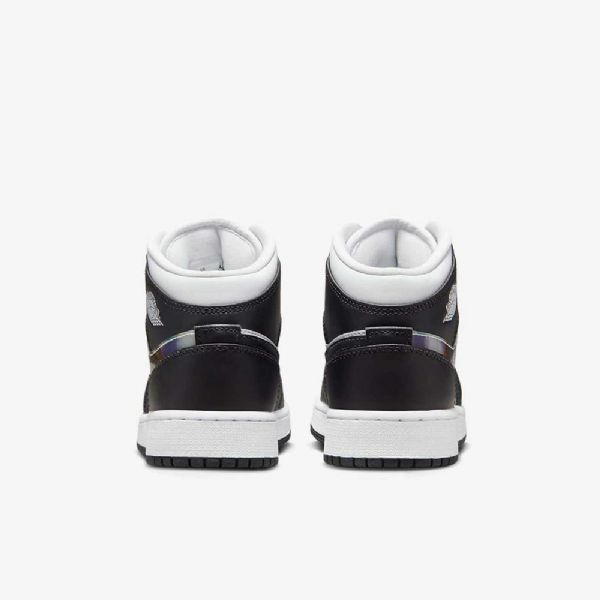 Nike Air Jordan 1 Mid Tops Sko Til Børn Sort Rød Mørk
