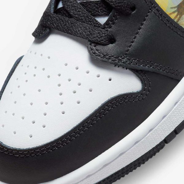 Nike Air Jordan 1 Mid Tops Sko Til Børn Sort Rød Mørk