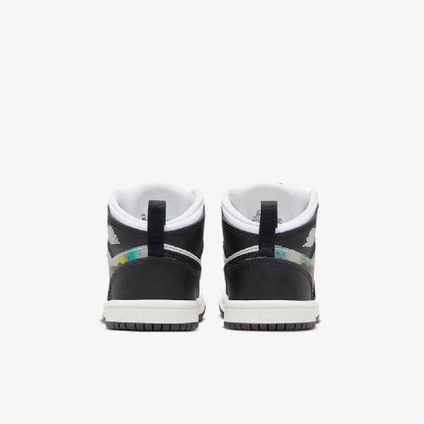 Nike Air Jordan 1 Mid Tops Sko Til Børn Sort Rød Mørk