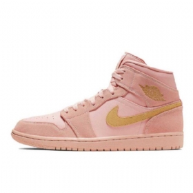 Nike Air Jordan 1 Mid Tops Sko Til Damer Coral Guld