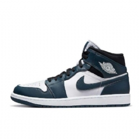 Nike Air Jordan 1 Mid Tops Sko Til Damer Dark Mørkeblå Hvid