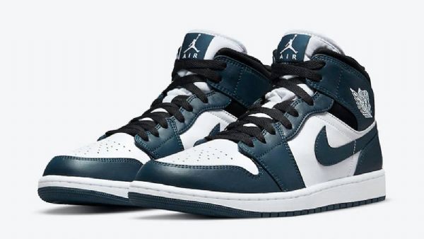 Nike Air Jordan 1 Mid Tops Sko Til Damer Dark Mørkeblå Hvid