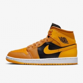 Nike Air Jordan 1 Mid Tops Sko Til Damer Gul Sort