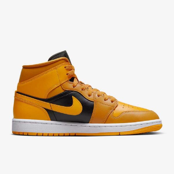 Nike Air Jordan 1 Mid Tops Sko Til Damer Gul Sort