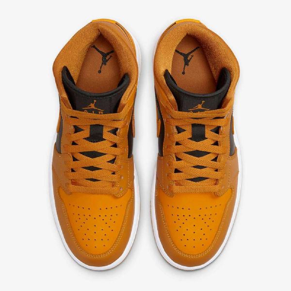Nike Air Jordan 1 Mid Tops Sko Til Damer Gul Sort