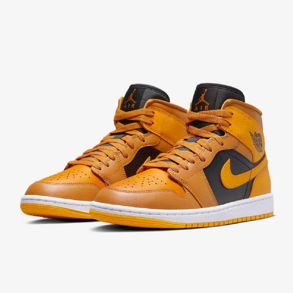 Nike Air Jordan 1 Mid Tops Sko Til Damer Gul Sort