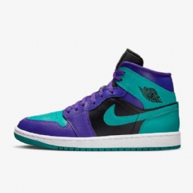 Nike Air Jordan 1 Mid Tops Sko Til Damer Lilla Sort Hvid