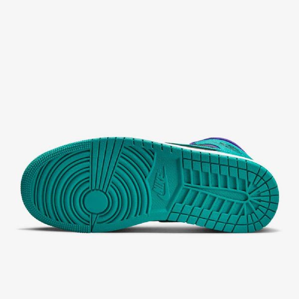 Nike Air Jordan 1 Mid Tops Sko Til Damer Lilla Sort Hvid