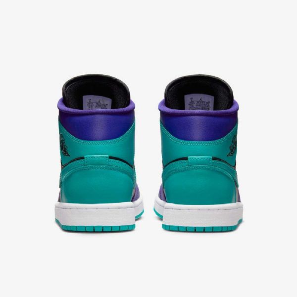 Nike Air Jordan 1 Mid Tops Sko Til Damer Lilla Sort Hvid