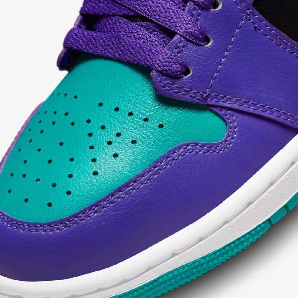 Nike Air Jordan 1 Mid Tops Sko Til Damer Lilla Sort Hvid
