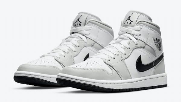 Nike Air Jordan 1 Mid Tops Sko Til Damer Lysegrå