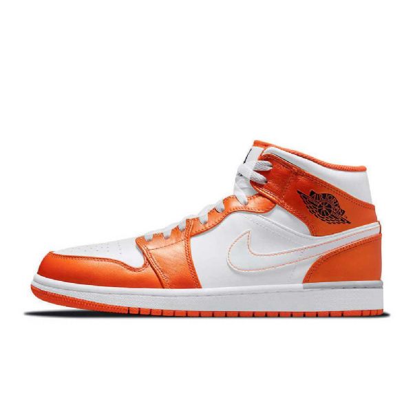 Nike Air Jordan 1 Mid Tops Sko Til Damer Orange Hvid