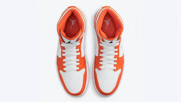 Nike Air Jordan 1 Mid Tops Sko Til Damer Orange Hvid
