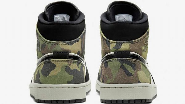Nike Air Jordan 1 Mid Tops Sko Til Mænd Camouflage Grøn