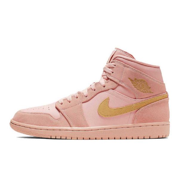 Nike Air Jordan 1 Mid Tops Sko Til Mænd Coral Guld