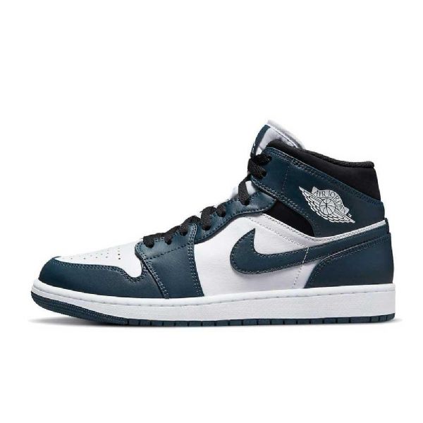 Nike Air Jordan 1 Mid Tops Sko Til Mænd Dark Mørkeblå Hvid