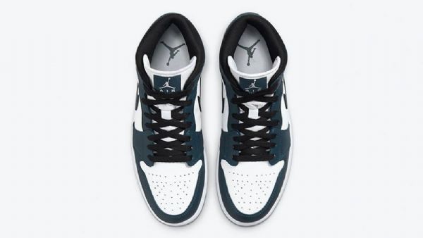 Nike Air Jordan 1 Mid Tops Sko Til Mænd Dark Mørkeblå Hvid