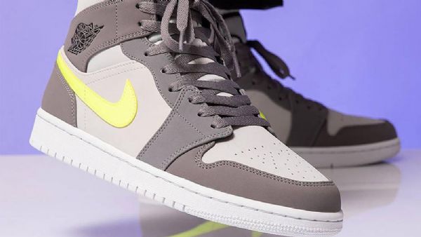 Nike Air Jordan 1 Mid Tops Sko Til Mænd Grå