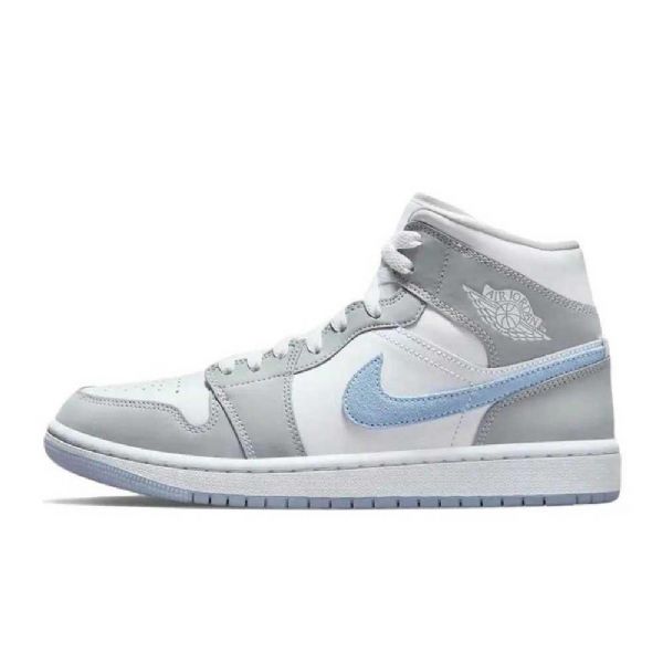 Nike Air Jordan 1 Mid Tops Sko Til Mænd Grå Blå