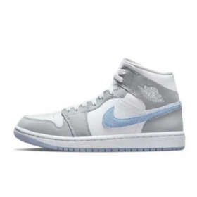Nike Air Jordan 1 Mid Tops Sko Til Mænd Grå Blå