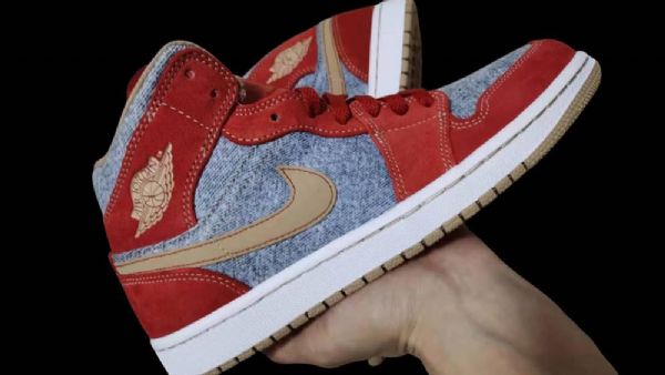 Nike Air Jordan 1 Mid Tops Sko Til Mænd Grå Rød