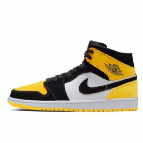 Nike Air Jordan 1 Mid Tops Sko Til Mænd Gul