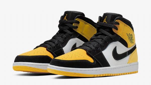 Nike Air Jordan 1 Mid Tops Sko Til Mænd Gul