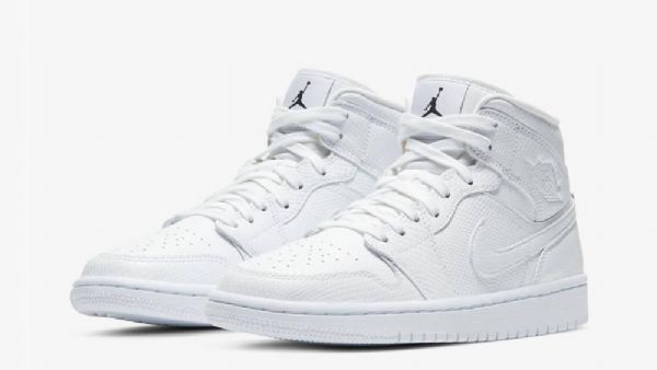 Nike Air Jordan 1 Mid Tops Sko Til Mænd Hvid