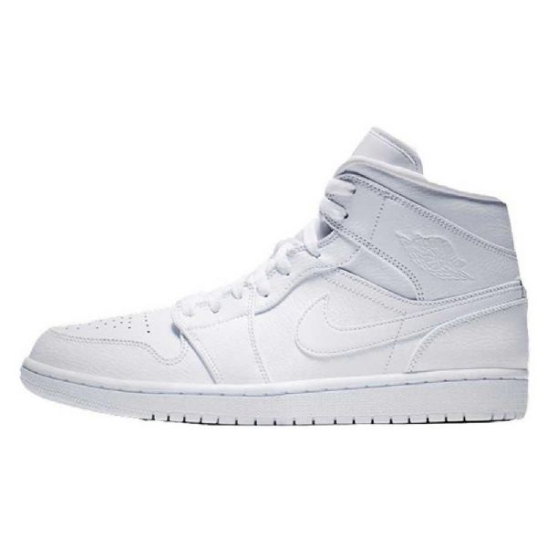 Nike Air Jordan 1 Mid Tops Sko Til Mænd Hvid