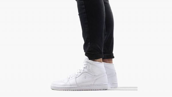 Nike Air Jordan 1 Mid Tops Sko Til Mænd Hvid