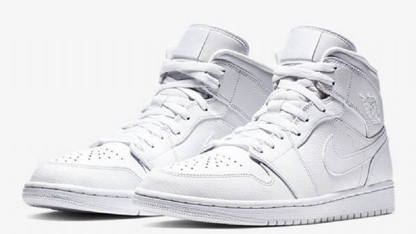 Nike Air Jordan 1 Mid Tops Sko Til Mænd Hvid