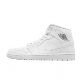 Nike Air Jordan 1 Mid Tops Sko Til Mænd Hvid
